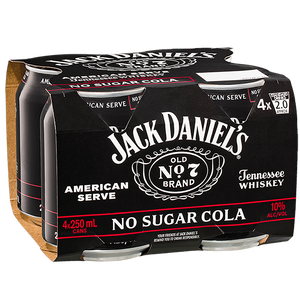 Jack Daniel's American Serve & No sugar cola cans 250mL