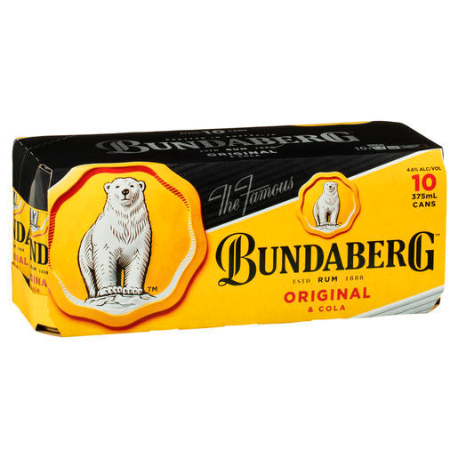 Bundaberg UP Org Rum & Cola Cans 10 Pack 4.6% 375mL
