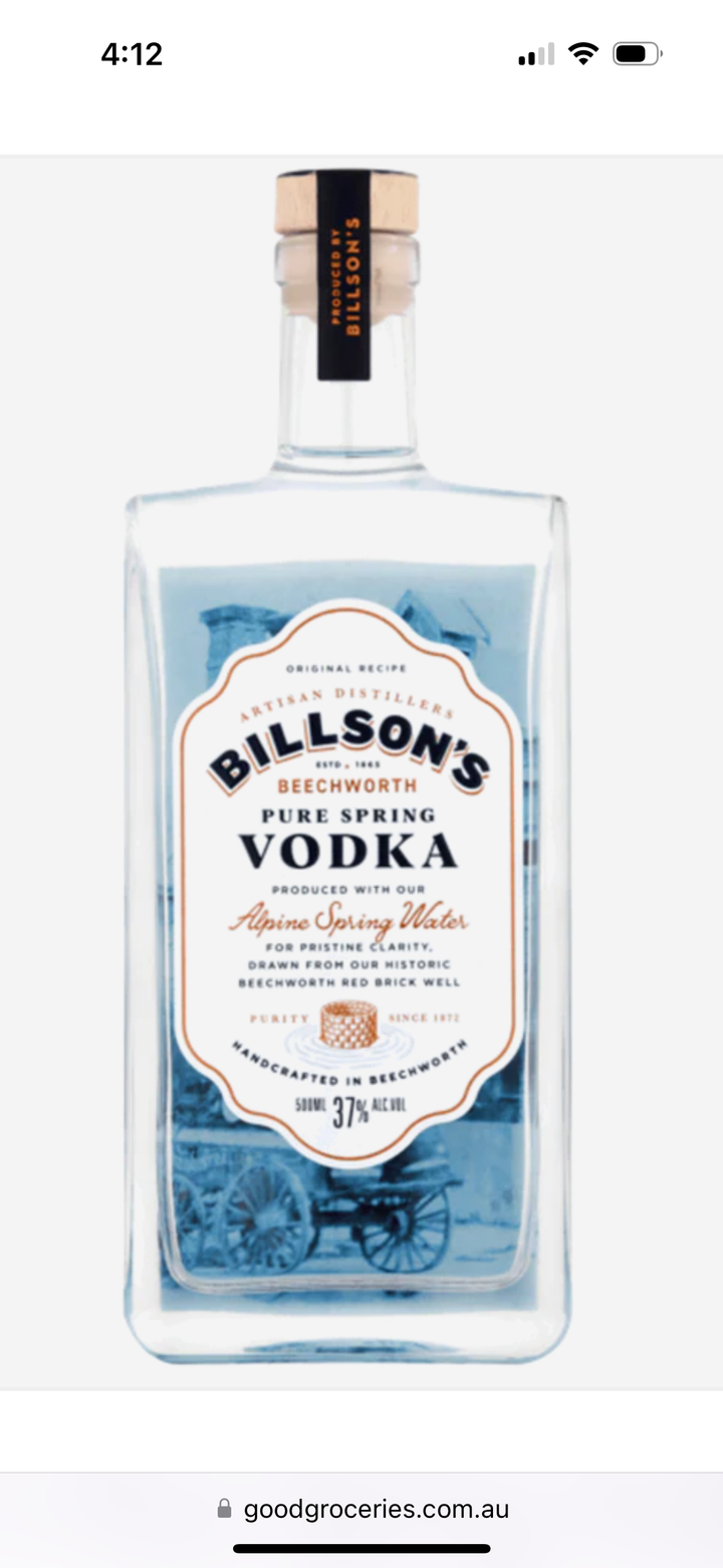 Billsons Pure Spring Vodka 500mL