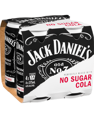 Jack Daniel's Double Jack & No Sugar Cola Cans 375mL 6.9%