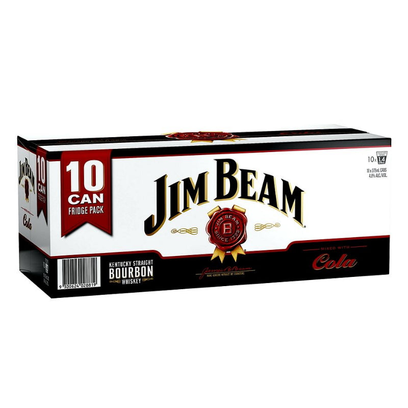 JIM BEAM WHITE LABEL BOURBON & COLA CANS 4.8% PACK 375ML 1O PACK