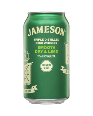 Jameson Irish Whiskey Smooth Dry & Lime Cans 375mL