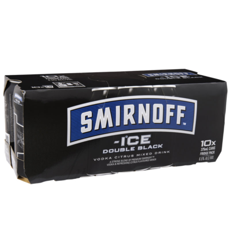 SMIRNOFF ICE DOUBLE BLACK CANS 10 PACK 375ML