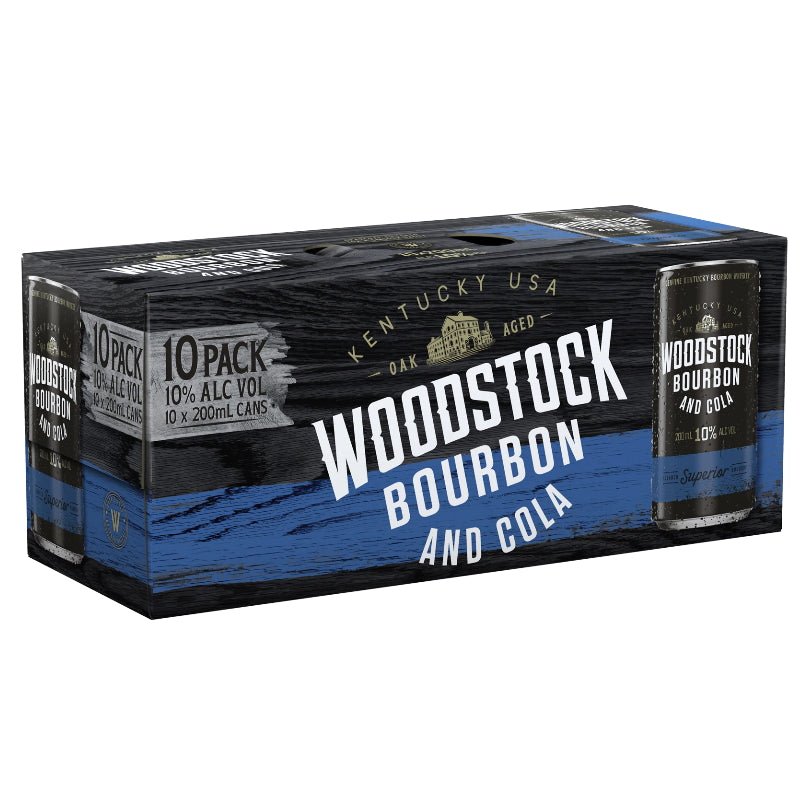 WOODSTOCK BOURBON & COLA 10% 200ML 10 PACK
