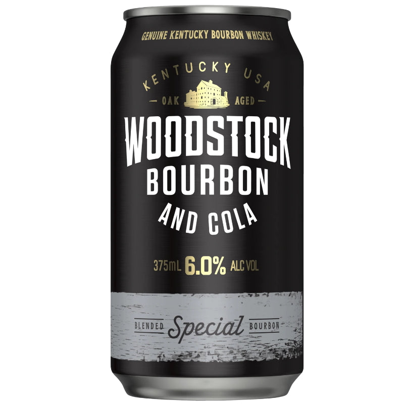 WOODSTOCK BOURBON & COLA CANS 6% 375ML