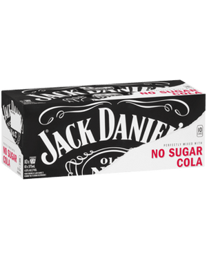 Jack Daniel's Tennessee Whiskey & Zero Sugar Cola Cans  375mL 10 pack